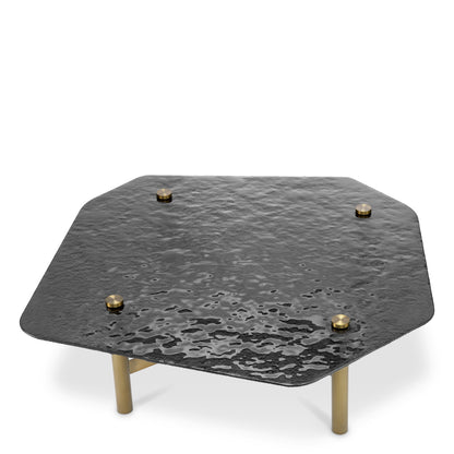 Eichholtz Cortes Coffee Table, Textured Smoke Glass, Brushed Brass (119021)