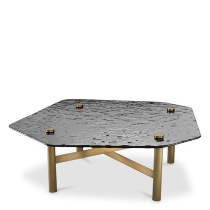 Eichholtz Cortes Coffee Table, Textured Smoke Glass, Brushed Brass (119021)
