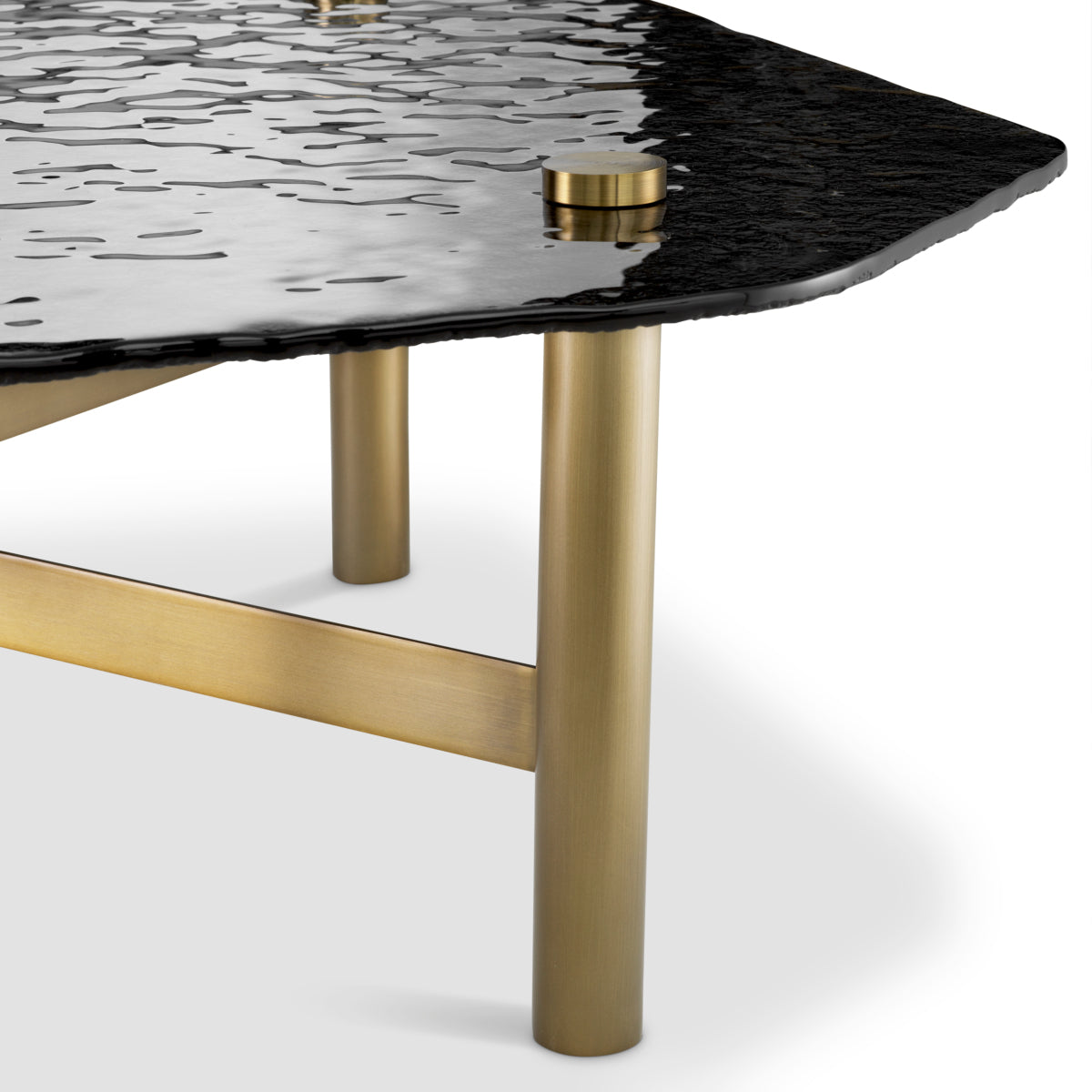 Eichholtz Cortes Coffee Table, Textured Smoke Glass, Brushed Brass (119021)
