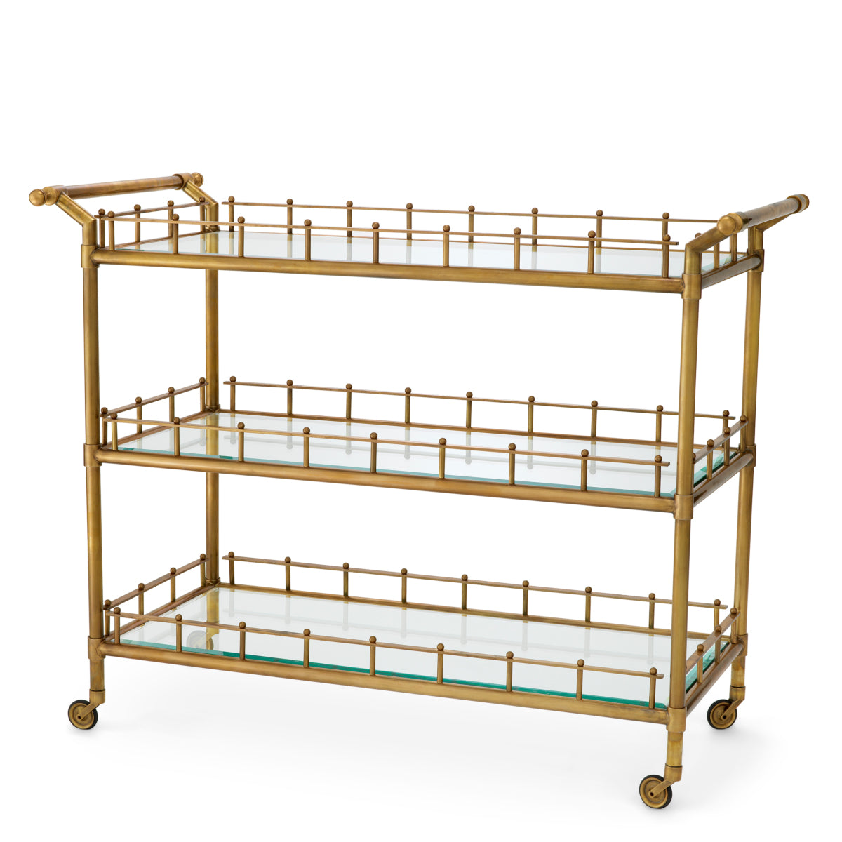 Eichholtz Scarlett Trolley, Large, Vintage Brass, Clear Glass (119047)