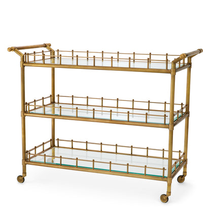 Eichholtz Scarlett Trolley, Large, Vintage Brass, Clear Glass (119047)