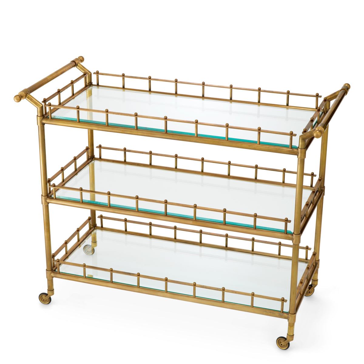 Eichholtz Scarlett Trolley, Large, Vintage Brass, Clear Glass (119047)