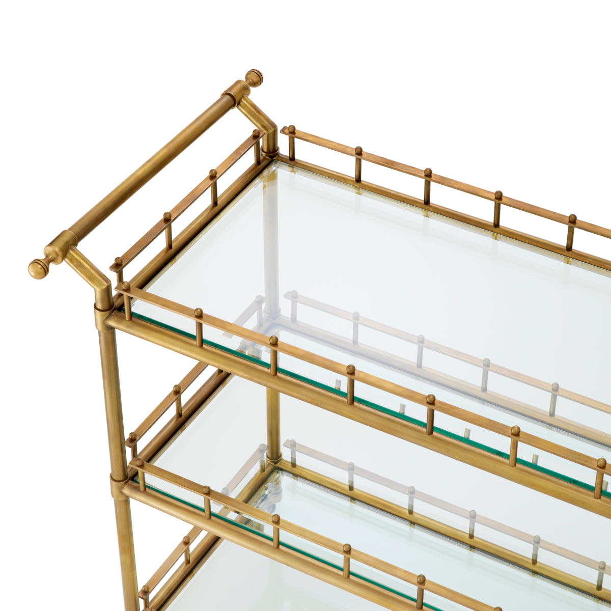 Eichholtz Scarlett Trolley, Large, Vintage Brass, Clear Glass (119047)
