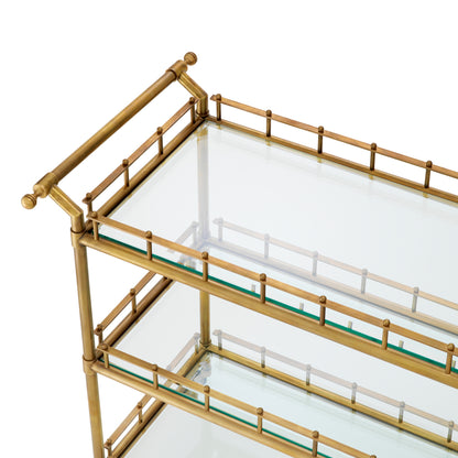 Eichholtz Scarlett Trolley, Large, Vintage Brass, Clear Glass (119047)