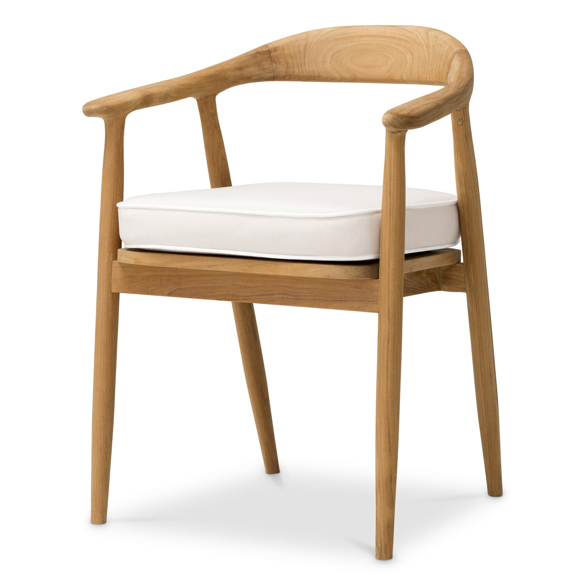 Eichholtz Beale Outdoor Dining Chair, Natural Teak, Flores Off-white (119066)
