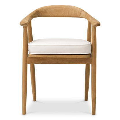 Eichholtz Beale Outdoor Dining Chair, Natural Teak, Flores Off-white (119066)