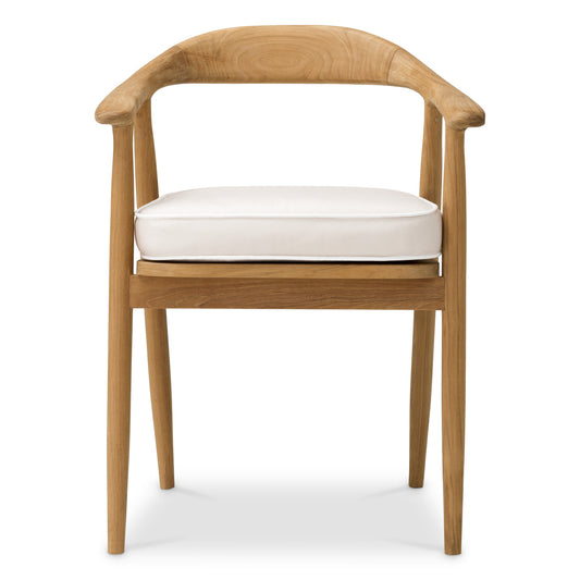 Eichholtz Beale Outdoor Dining Chair, Natural Teak, Flores Off-white (119066)