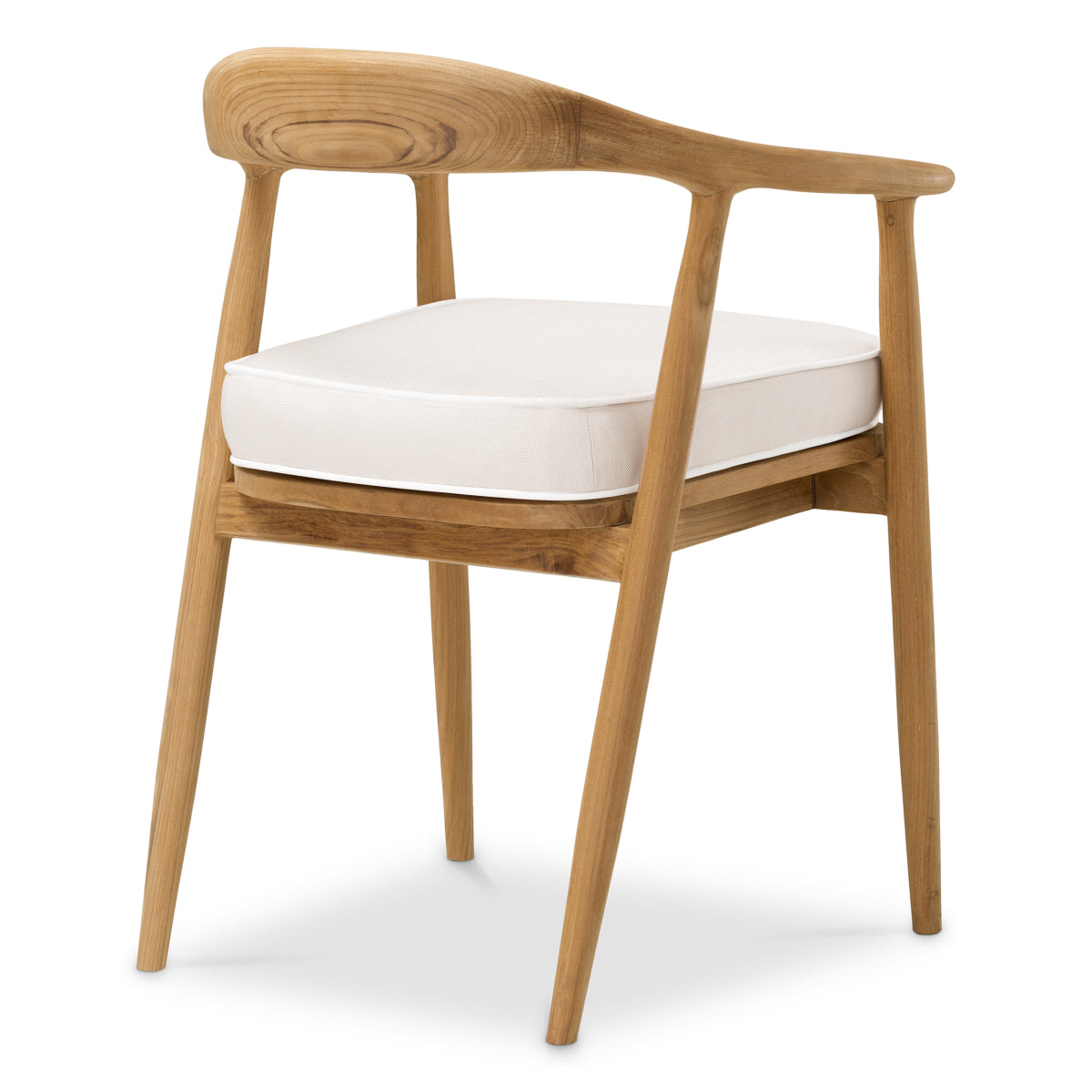Eichholtz Beale Outdoor Dining Chair, Natural Teak, Flores Off-white (119066)