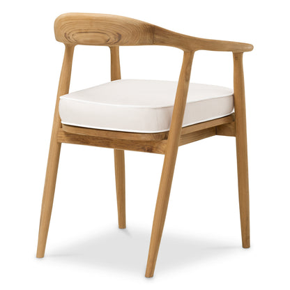 Eichholtz Beale Outdoor Dining Chair, Natural Teak, Flores Off-white (119066)