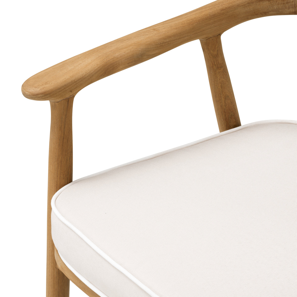 Eichholtz Beale Outdoor Dining Chair, Natural Teak, Flores Off-white (119066)