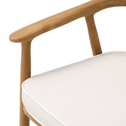 Eichholtz Beale Outdoor Dining Chair, Natural Teak, Flores Off-white (119066)