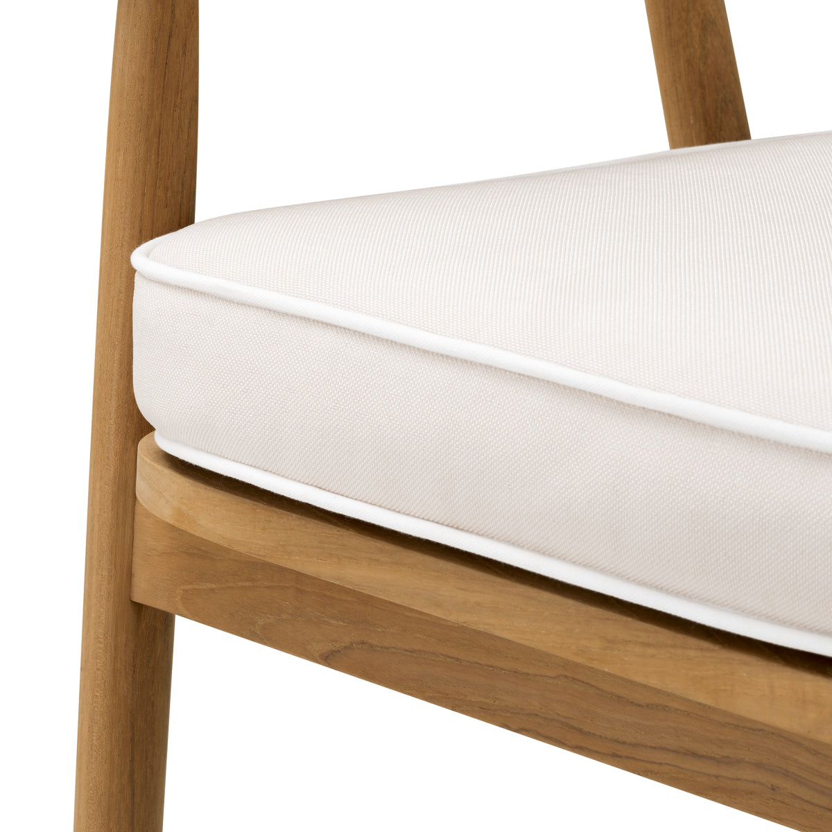 Eichholtz Beale Outdoor Dining Chair, Natural Teak, Flores Off-white (119066)