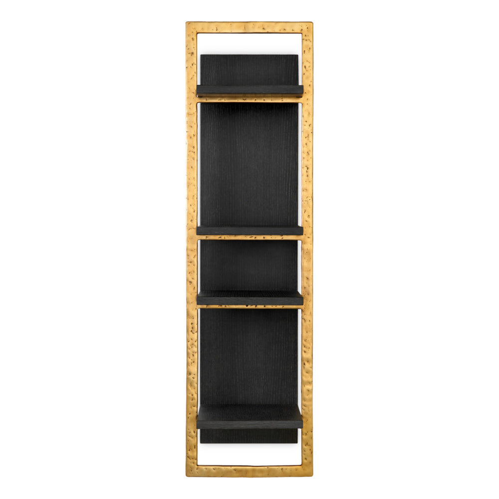 Eichholtz Belcanto Wall Cabinet, Charcoal Grey Oak Veneer, Brushed Brass (119123)