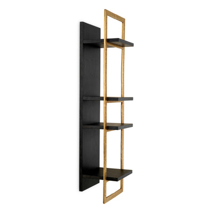 Eichholtz Belcanto Wall Cabinet, Charcoal Grey Oak Veneer, Brushed Brass (119123)