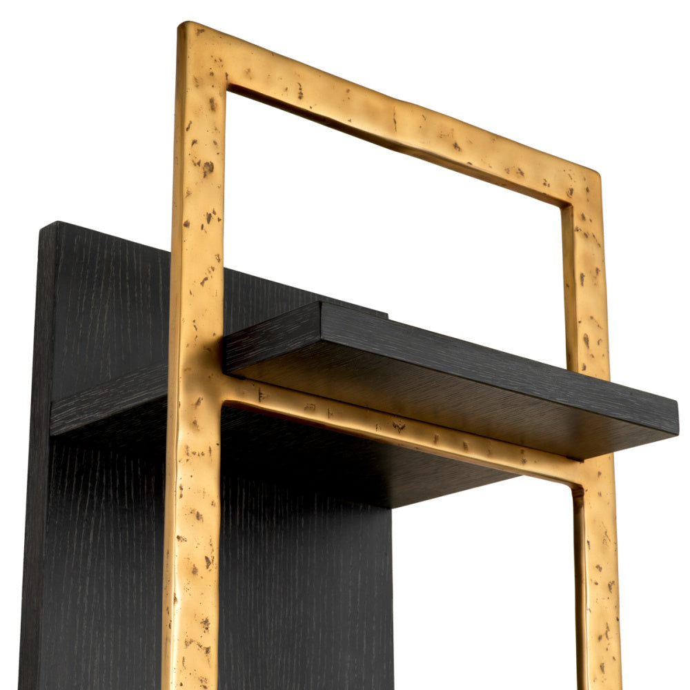 Eichholtz Belcanto Wall Cabinet, Charcoal Grey Oak Veneer, Brushed Brass (119123)