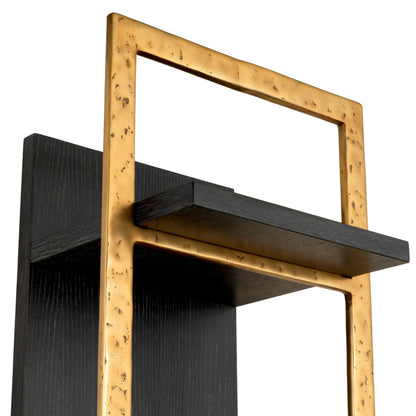 Eichholtz Belcanto Wall Cabinet, Charcoal Grey Oak Veneer, Brushed Brass (119123)