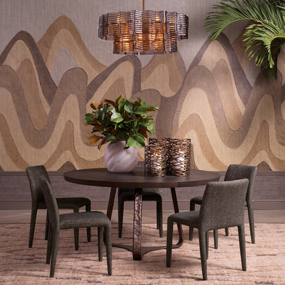 Eichholtz Cambronne Dining Table, Mocha Oak Veneer, Bronze (119135)