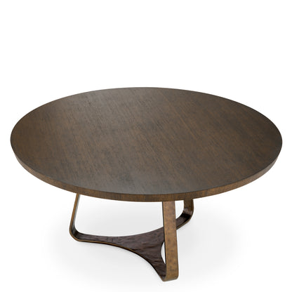 Eichholtz Cambronne Dining Table, Mocha Oak Veneer, Bronze (119135)