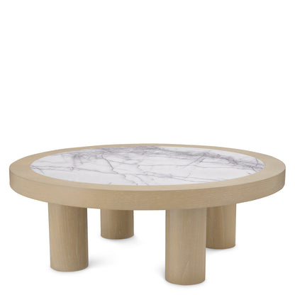Eichholtz Presedio Coffee Table, Washed Oak Veneer, Bianco Lilac Marble (119140)