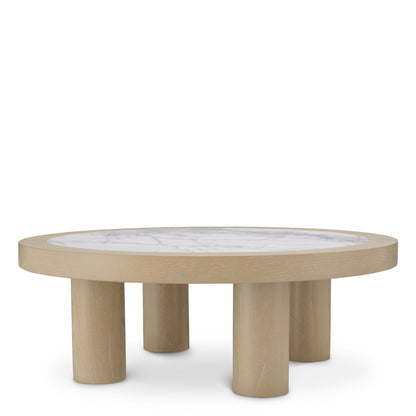 Eichholtz Presedio Coffee Table, Washed Oak Veneer, Bianco Lilac Marble (119140)