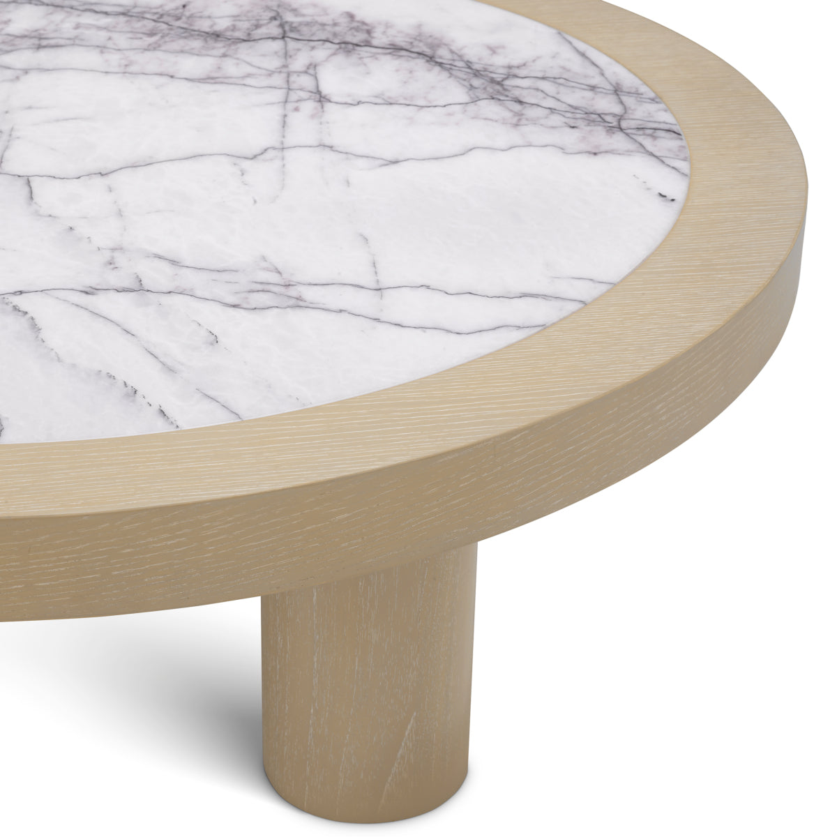 Eichholtz Presedio Coffee Table, Washed Oak Veneer, Bianco Lilac Marble (119140)