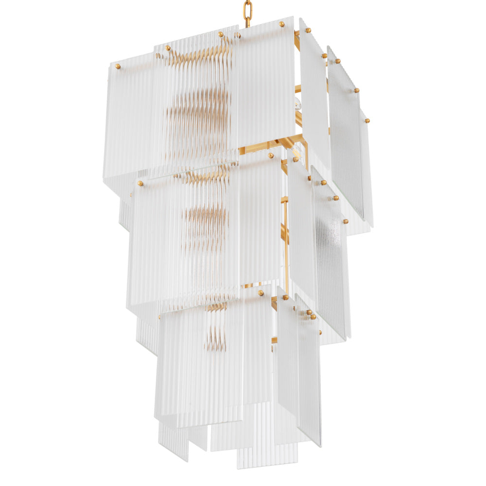 Eichholtz Giardano Chandelier, Clear Glass, Frosted Glass, Antique Brass (119154UL)