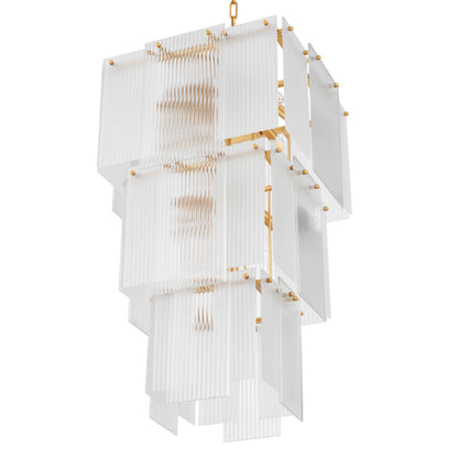 Eichholtz Giardano Chandelier, Clear Glass, Frosted Glass, Antique Brass (119154UL)