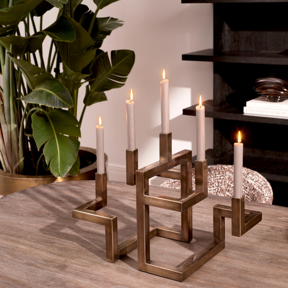 Eichholtz Skyline Candle Holder, Vintage Brass (119158)