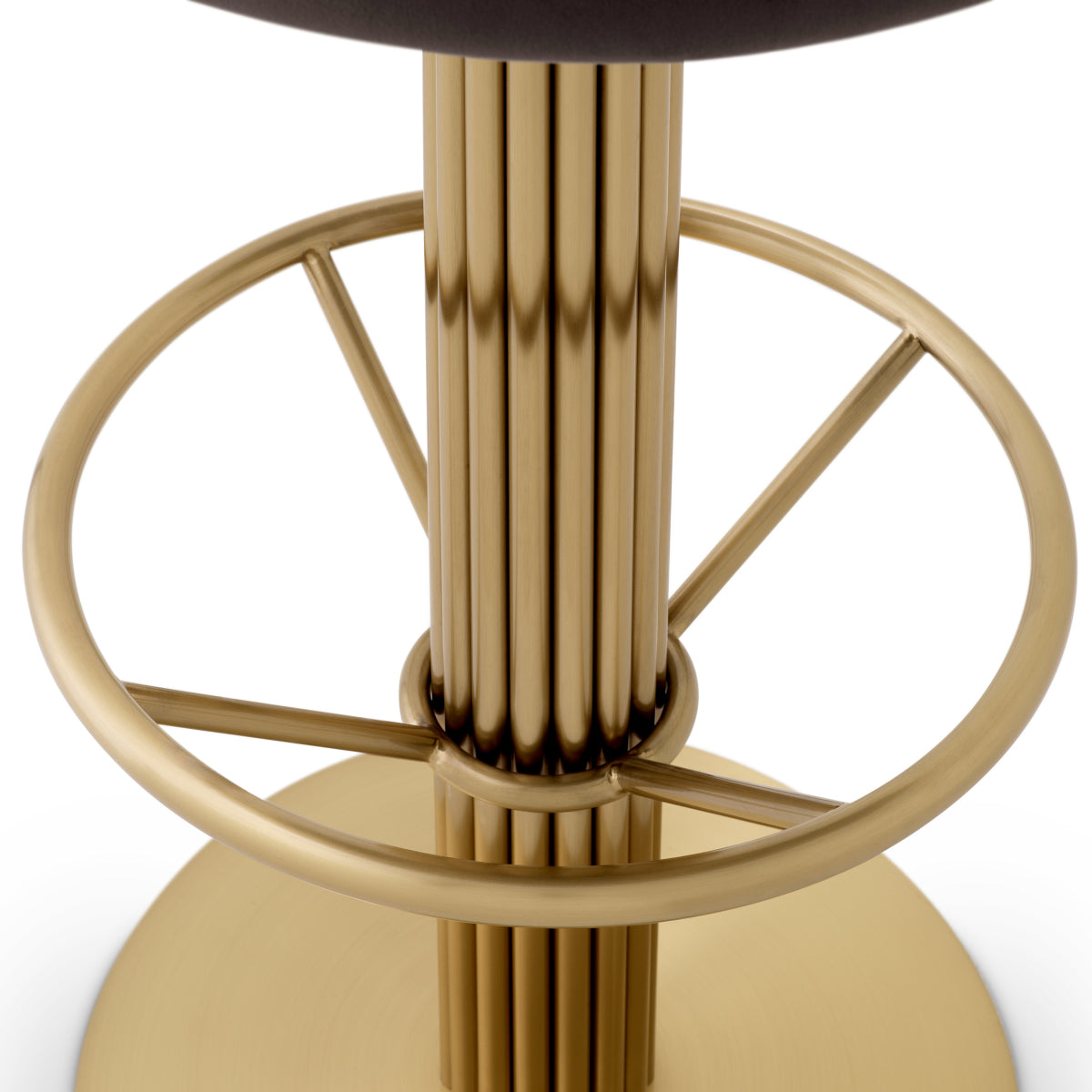 Eichholtz Dorland Bar Stool, Roche Dark Grey Velvet, Brushed Brass, Swivel Base (A119170)