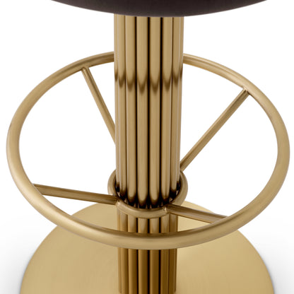 Eichholtz Dorland Bar Stool, Roche Dark Grey Velvet, Brushed Brass, Swivel Base (A119170)