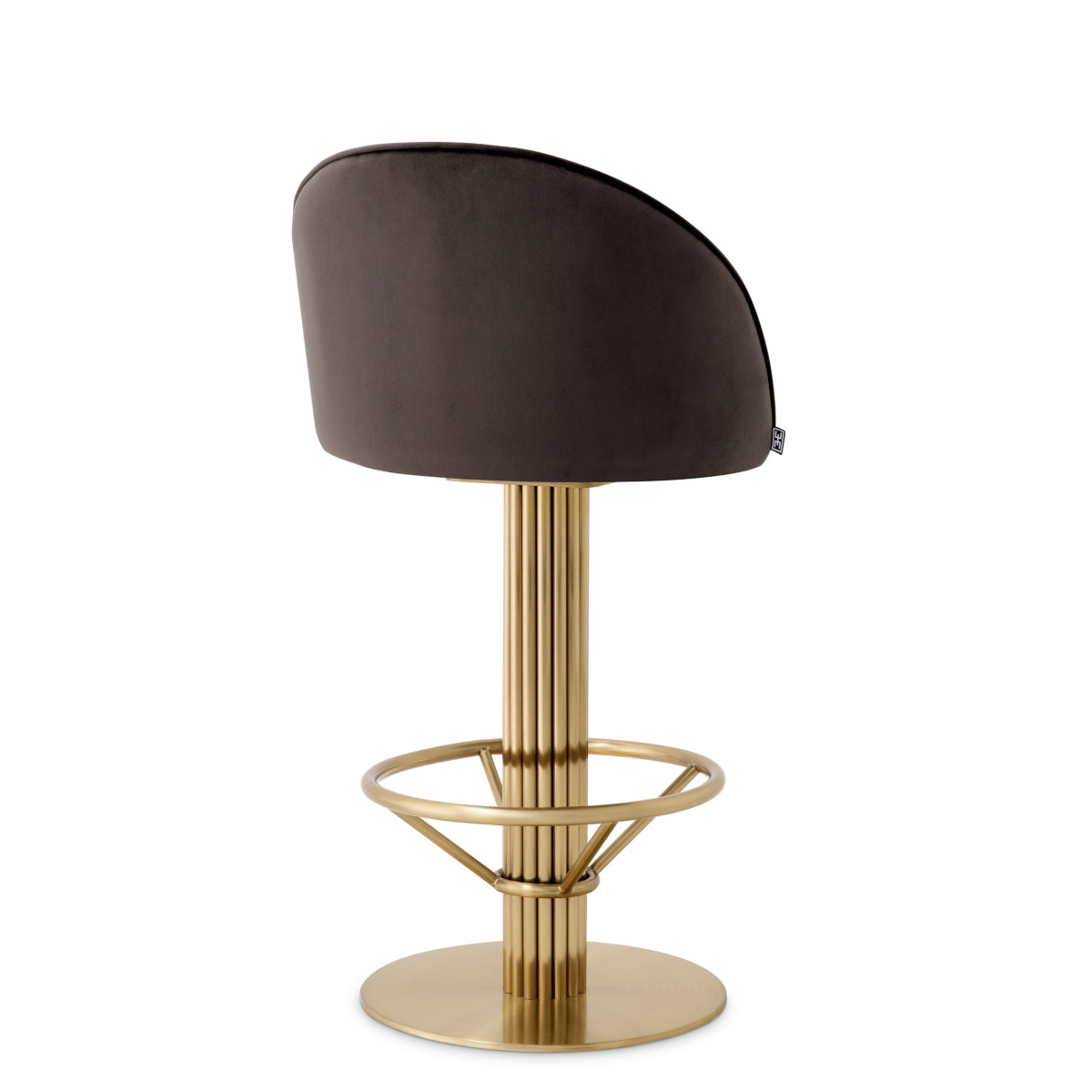 Eichholtz Dorland Counter Stool, Roche Dark Grey Velvet, Brushed Brass, Swivel Base (A119171)