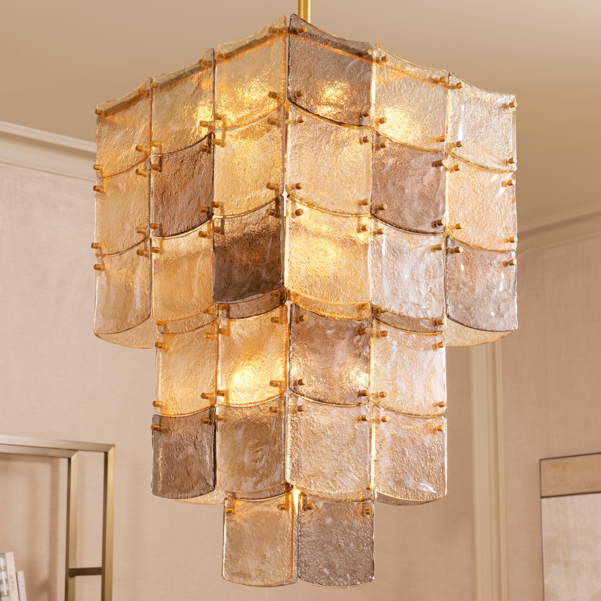 Eichholtz Laurent Chandelier, Antique Brass, Handmade Glass (119177UL)