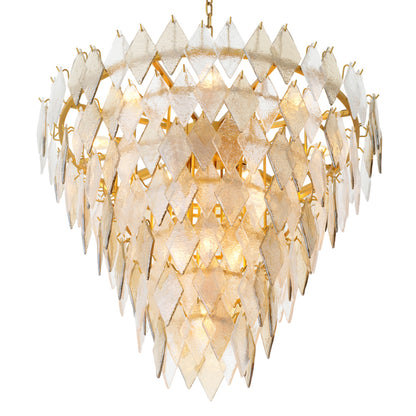 Eichholtz Rhombus Chandelier, Large, Antique Brass, Handmade Glass (119178UL)