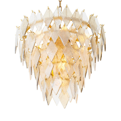 Eichholtz Rhombus Chandelier, Small, Antique Brass, Handmade Glass (119179UL)