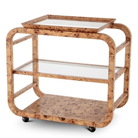 Eichholtz Mayfair Trolley, Light Brown Mappa Burl Veneer (119184)