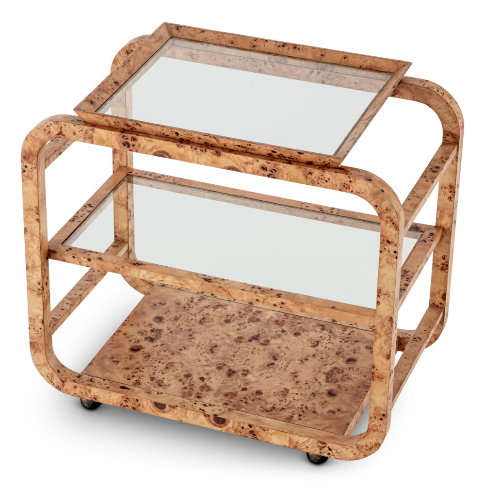 Eichholtz Mayfair Trolley, Light Brown Mappa Burl Veneer (119184)