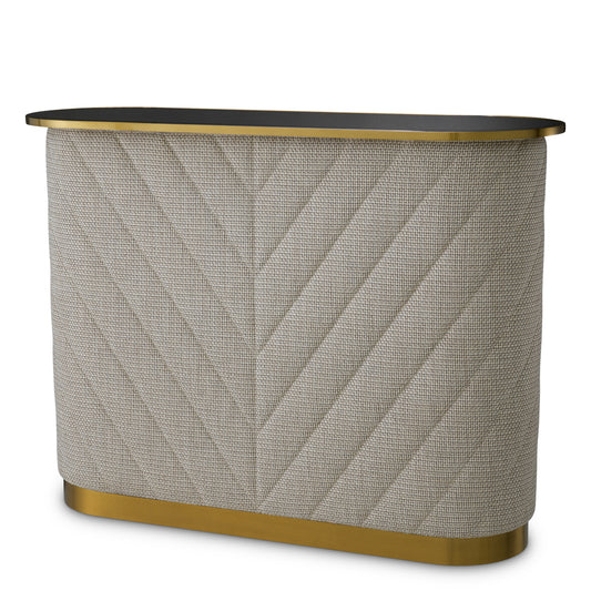 Eichholtz Matthew Bar, Forrester Off-white, Black Beveled Glass, Brushed Brass (A119193)