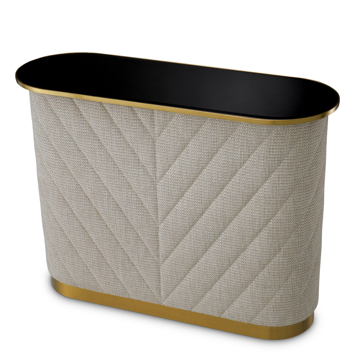 Eichholtz Matthew Bar, Forrester Off-white, Black Beveled Glass, Brushed Brass (A119193)