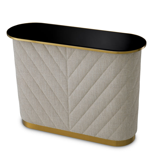 Eichholtz Matthew Bar, Forrester Off-white, Black Beveled Glass, Brushed Brass (A119193)