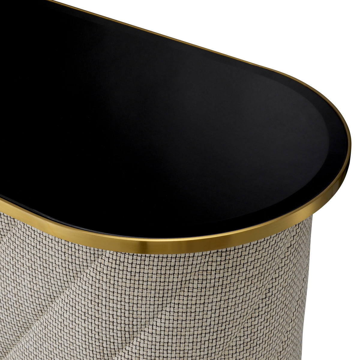 Eichholtz Matthew Bar, Forrester Off-white, Black Beveled Glass, Brushed Brass (A119193)