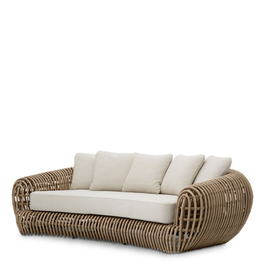 Eichholtz Siderno Outdoor Sofa, Faux Rattan, Viola Sand (119200)