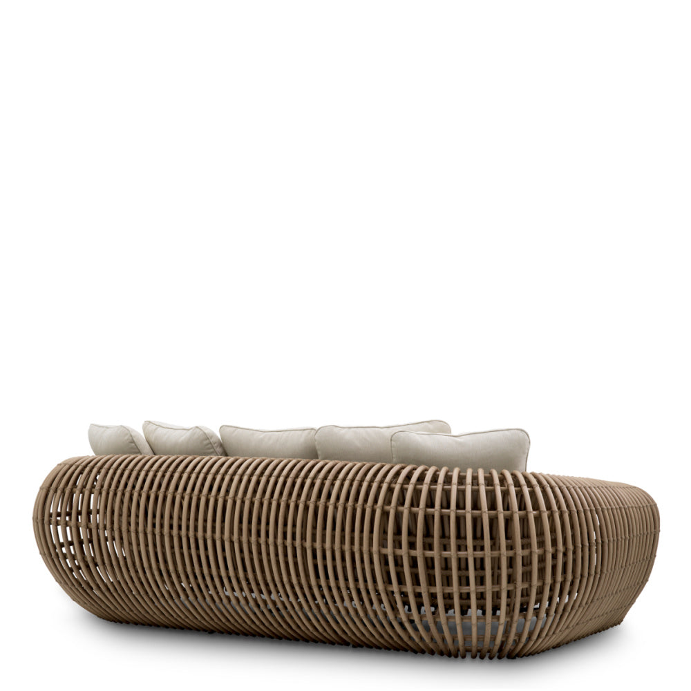 Eichholtz Siderno Outdoor Sofa, Faux Rattan, Viola Sand (119200)
