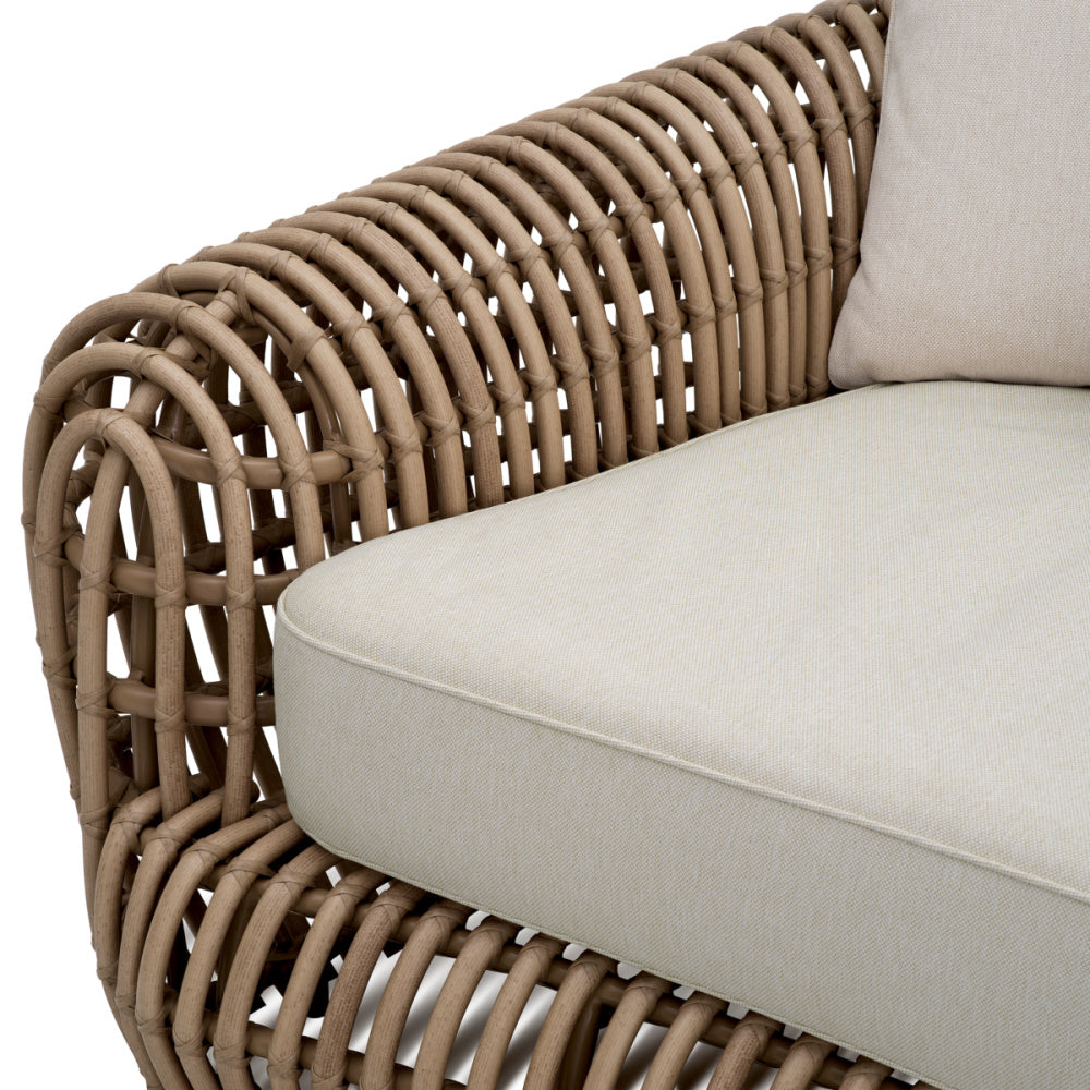 Eichholtz Siderno Outdoor Sofa, Faux Rattan, Viola Sand (119200)