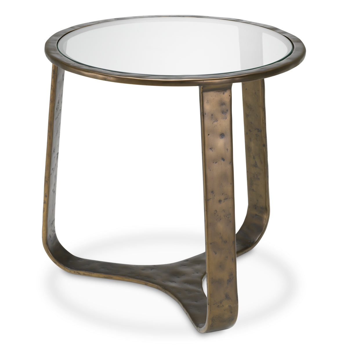 Eichholtz Cambronne Side Table, Bronze, Clear Glass Top (119210)