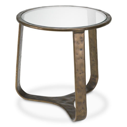 Eichholtz Cambronne Side Table, Bronze, Clear Glass Top (119210)