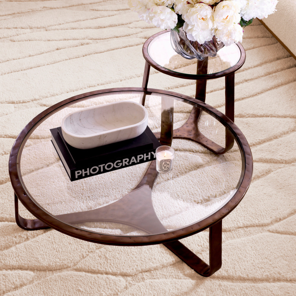 Eichholtz Cambronne Side Table, Bronze, Clear Glass Top (119210)