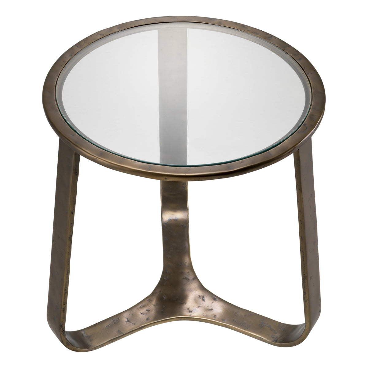 Eichholtz Cambronne Side Table, Bronze, Clear Glass Top (119210)