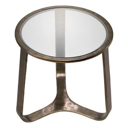 Eichholtz Cambronne Side Table, Bronze, Clear Glass Top (119210)