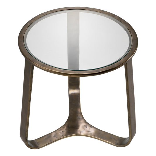 Eichholtz Cambronne Side Table, Bronze, Clear Glass Top (119210)