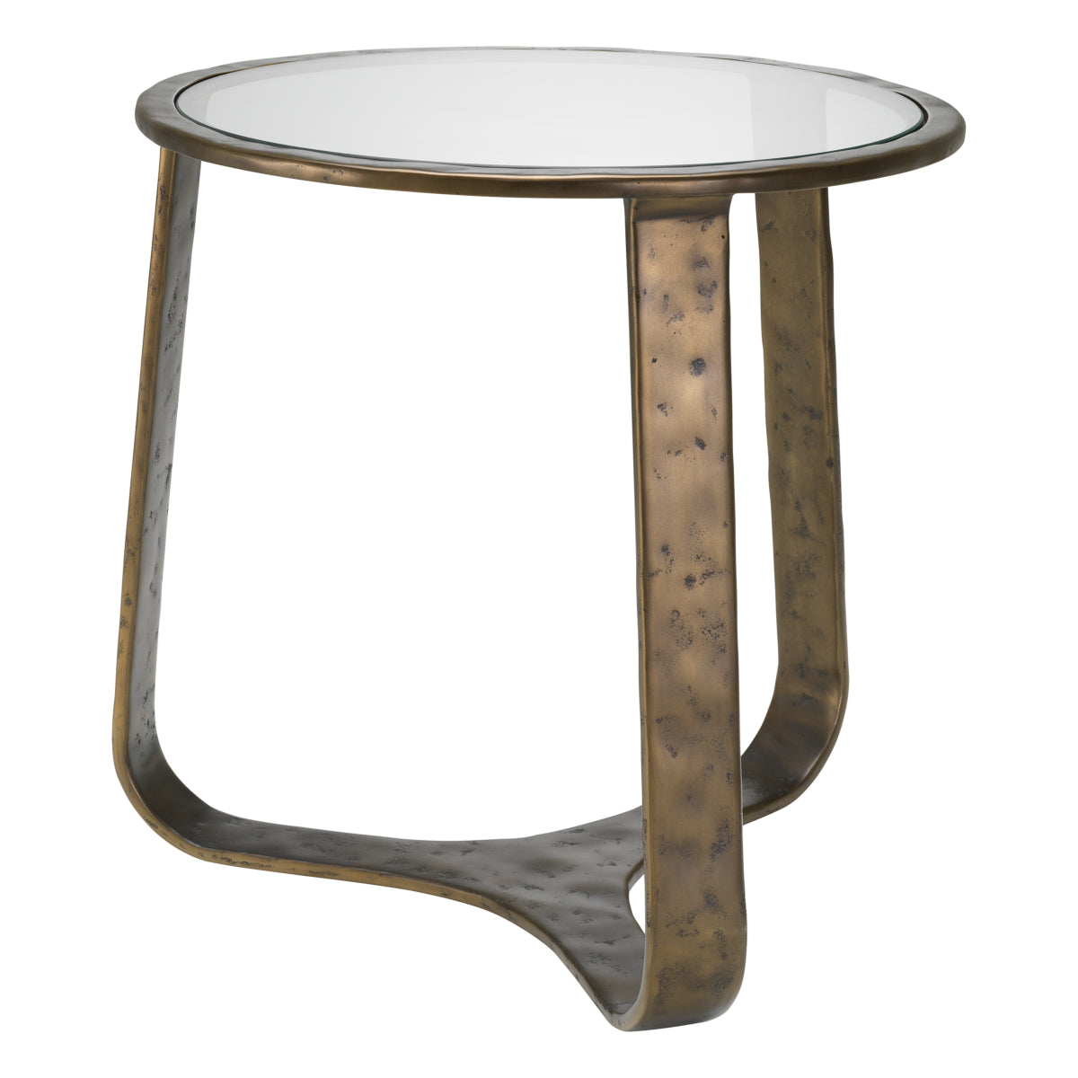 Eichholtz Cambronne Side Table, Bronze, Clear Glass Top (119210)